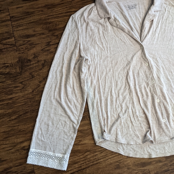 Victoria's Secret Neutral Pajama Top Button Down Modal Blend - Picture 2 of 11